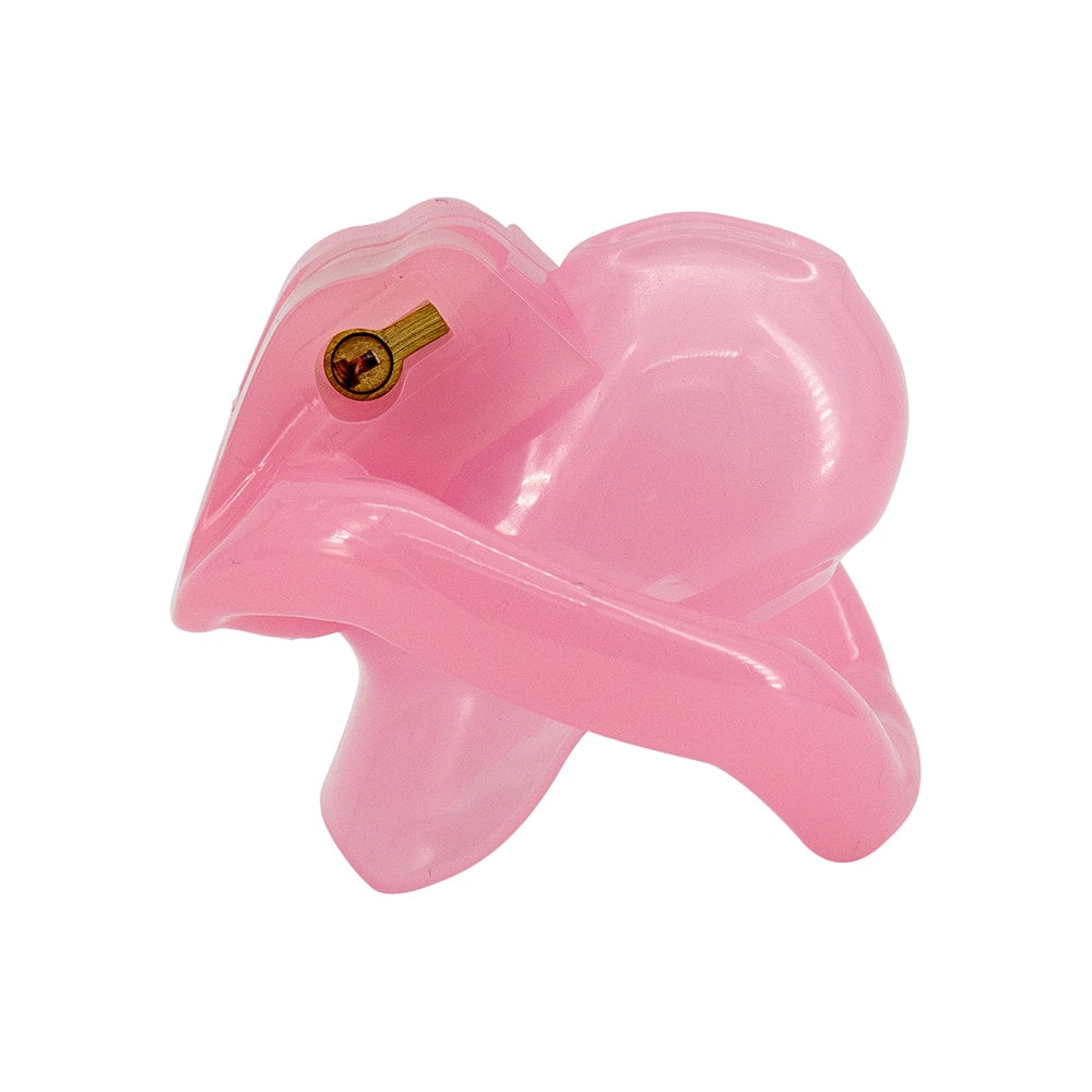 Spice up your Dom-Sub play with the Pink cage Holy Trainer V3. This pink resin cage offers a snug fit with multiple sizes. Combine it with an inflatable harness or your favorite thong. Ideal for pegging fantasies or the jock exploring chastity.