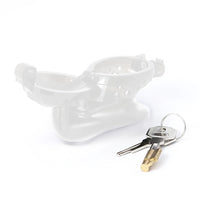 Experience ultimate control with the Lock, Stock, and cage device. This innovative design combines the security of straps and the comfort of elastic for a snug fit. Crafted from transparent plastic with a leather-like finish, it resembles a jockstrap but ensures your sub won't slip out. Lock him in and make sure his naughty times are over!