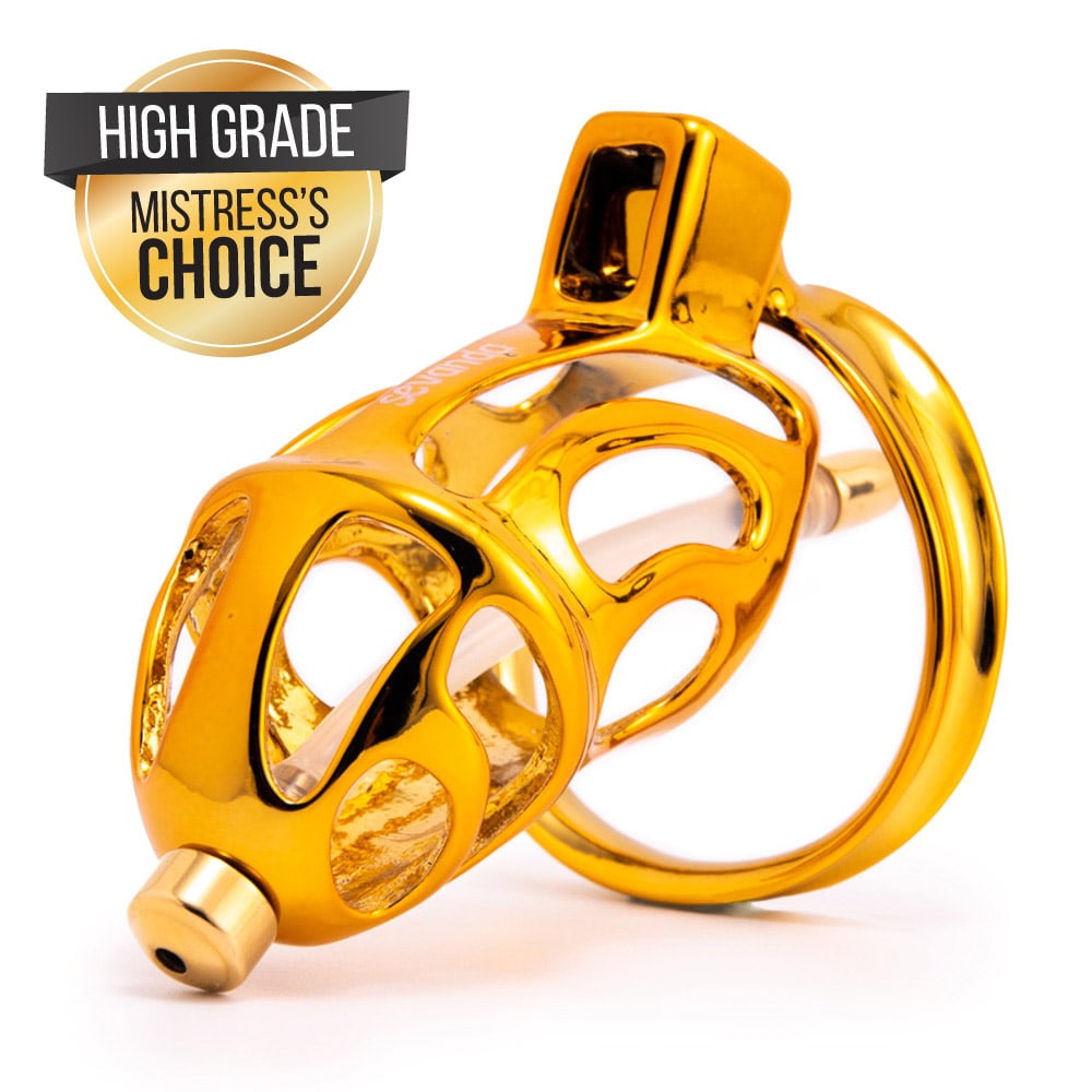 Experience the ultimate in solo chastity with the Sevanda Nautilus a rigid golden cage that transforms your desires into a delightful prison. Celebrate your pledge in style and embrace self-discipline like never before.