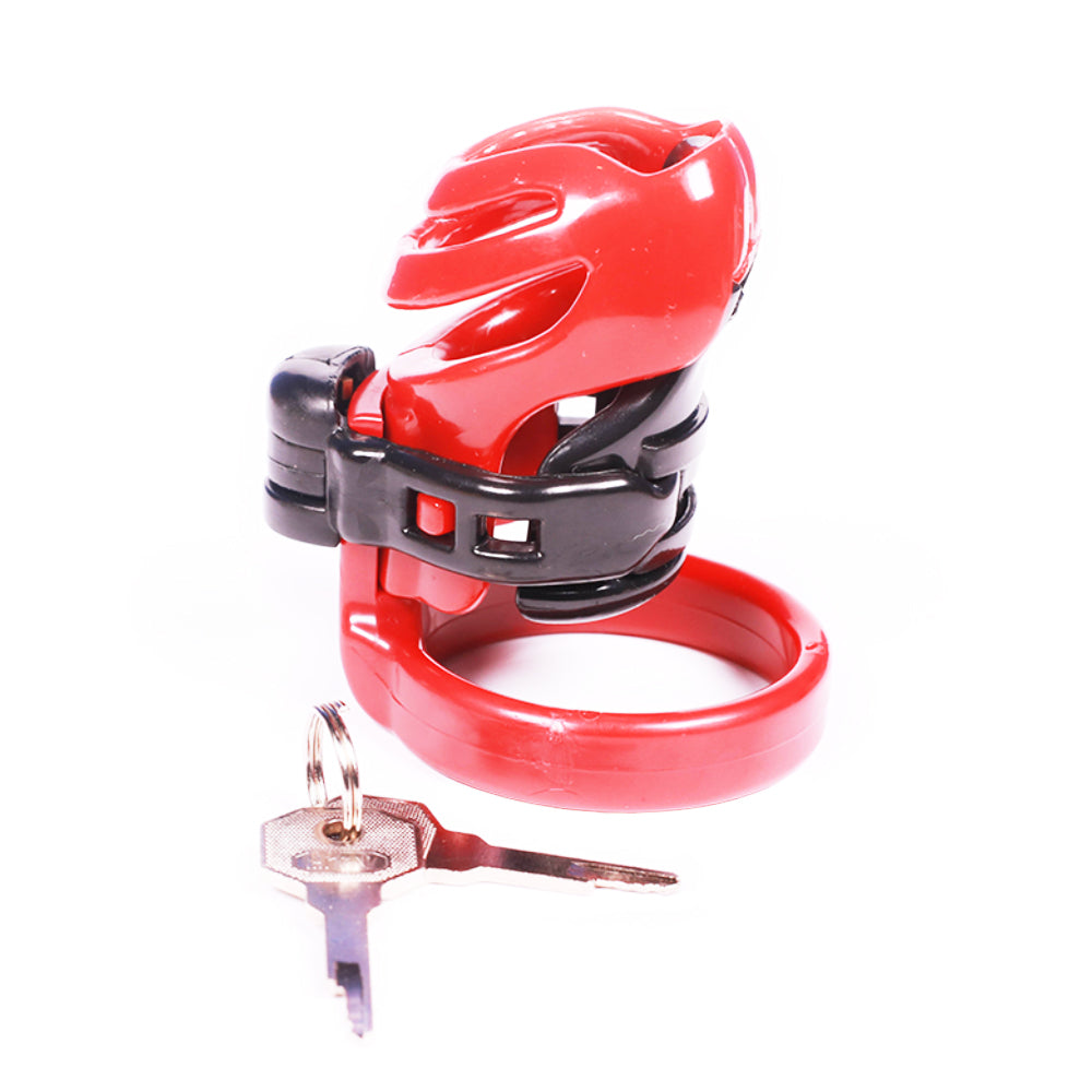 Experience restraint with our fancy inverted cock cage. Made from quality resin, it embraces the head comfortably while sitting. Anticipation drips as it rests on your lap, turning every moment into a kissing tease.