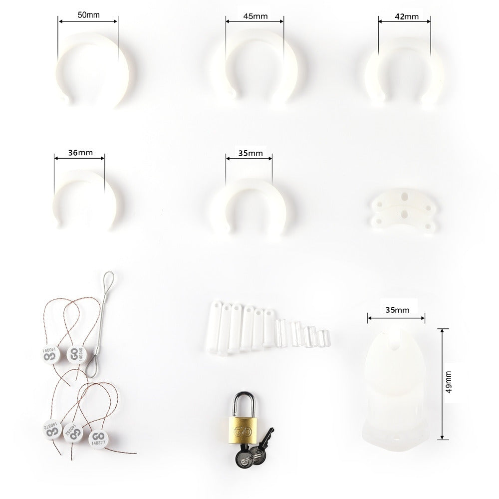 Navigate the stages of chastity with our lockless silicone cage. Ideal for wives guiding submission, it ensures comfort while embracing the thrill of emotional transformation. Secure yet discreet, it's perfect for those new to lockless dynamics in Chastity play.