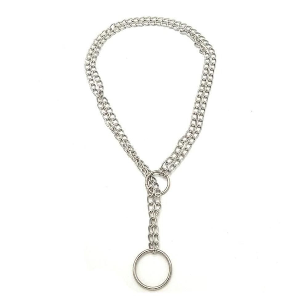 Embrace control with our Locked Twice Secured Metal Chastity Collar a chastity cage flat in design. Dual iron chains and O-ring make it versatile stylish accessory or chastity belt male. Keep your prisoner close; touch of iron works wonders. Finding the perfect restraint just got less weird!