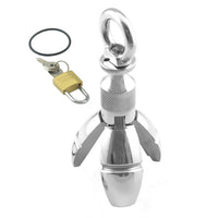 Experience the safest pleasure with this stainless steel male butt device. The Ringed Plug expands to your desire, featuring padlocks for straight-forward security. Multiple styles available. Fast shipping!