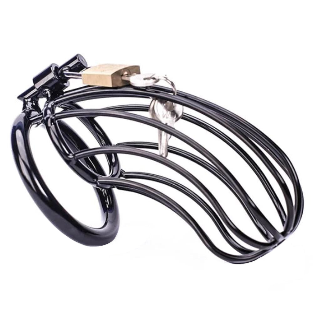 Experience ultimate control with the Eyes On Her Prize Black Cock cage a stainless steel kit featuring programmable vibrating modes and electrosex stimulation. With its rechargeable design and vibration settings, elevate your intimate adventures and explore new realms of pleasure.