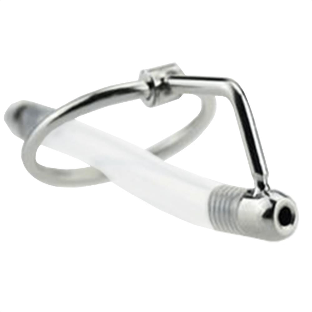 The Steel & Silicone Hollow Urethral Sound is a game-changer for sound chastity. Its silicone shaft slides effortlessly into the urethra, focusing on the head and glans. The glans ring ensures no slips, even during intense moments involving the testicles, making it an ideal dick cage urethra solution.