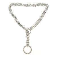 Lock in control with the Locked Twice Secured Metal Chastity Collar. Cold iron wraps firmly like duct tape, removing any chance of escape. Exert femdom penis dominance over the negative dick. Stylish chains and cloth accents make it unyielding yet elegant.