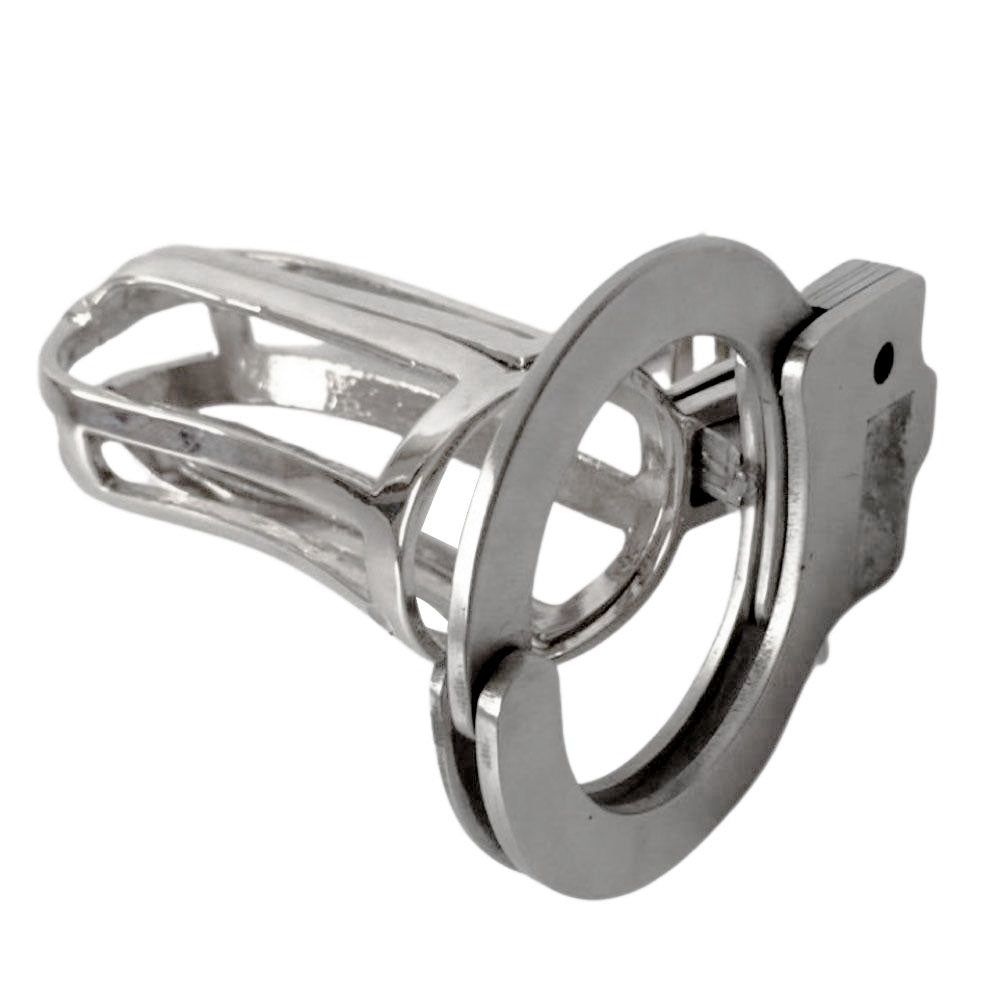 Elevate your BDSM adventures with our adjustable metal cock locking kit a literal prison for your penis. Designed to tease and torture your penis, this device keeps your member swollen with anticipation. The handcuff-shaped ring adds a thrilling touch, allowing for playful slaps that bring a blush to your face and spice up your ass-busting escapades.