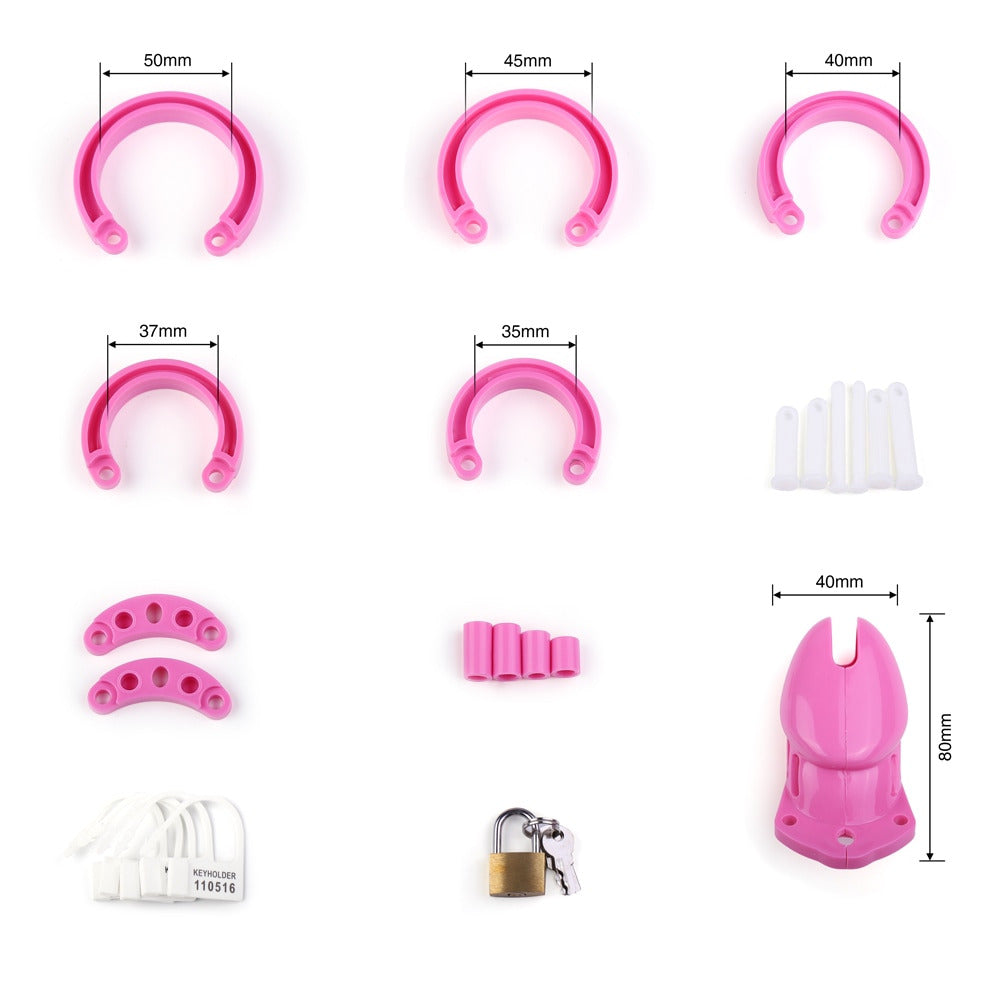 Experience the ultimate tease with The Pink Blushing Bride LockTheCock denial kit. Keep him under close control, amplifying stimulation and frustration, turning every handjob into a highly anticipated reward.