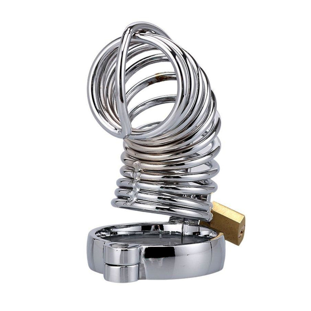 Embrace chastity with the Spiral of Despair Lockthecock kit stainless steel. This sleek metal male device ensures no delay in your journey. Made from medical-grade steel and compatible with creams for comfort, it heightens desire with frequent begging for release.