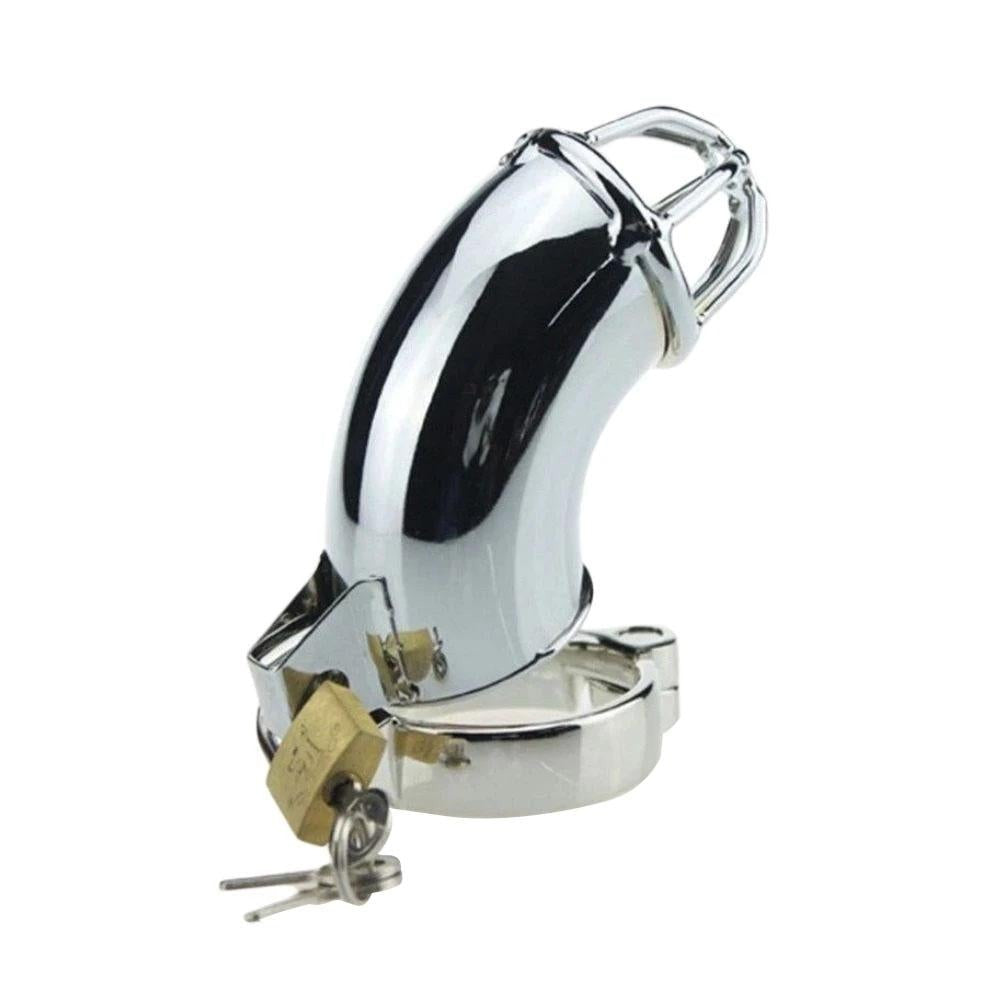 This Chastity long cage in sleek silver acts as a secure locker for your desires, built to hide and expose at the tip. A photo-perfect blend of submission and excitement.
