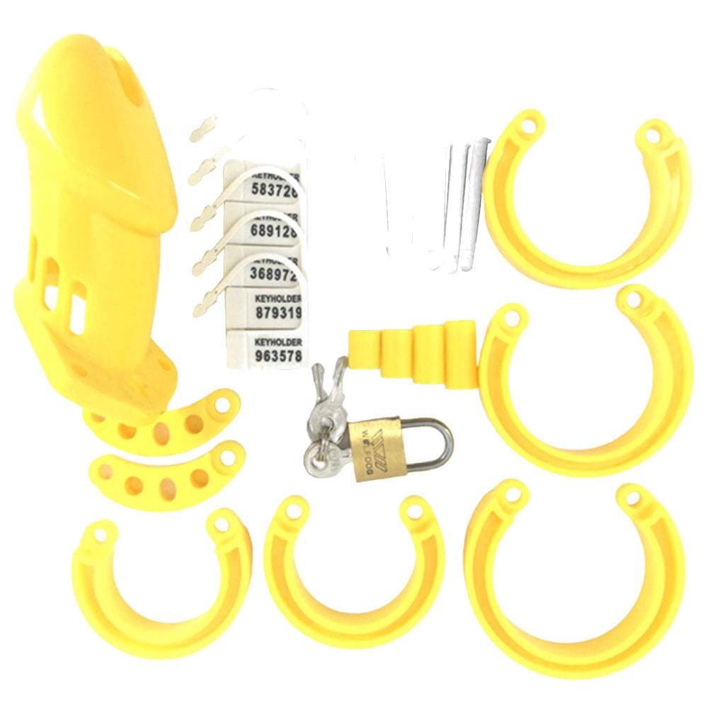 Yellow Silicone Bellied Sissy Male Chastity Device