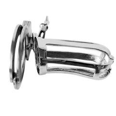Experience healthy submission with our stainless steel penis confinement kit, designed for the mini male. This adjustable device lets you share in cuckold fantasies while preserving virgin innocence, enhancing your intimate play.