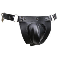 Leather Chastity Cage Belt