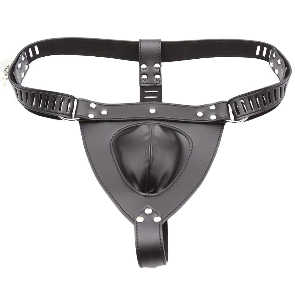 Leather Chastity Cage Belt