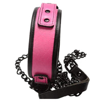 Good Girl Pink Leather Collar With Leash