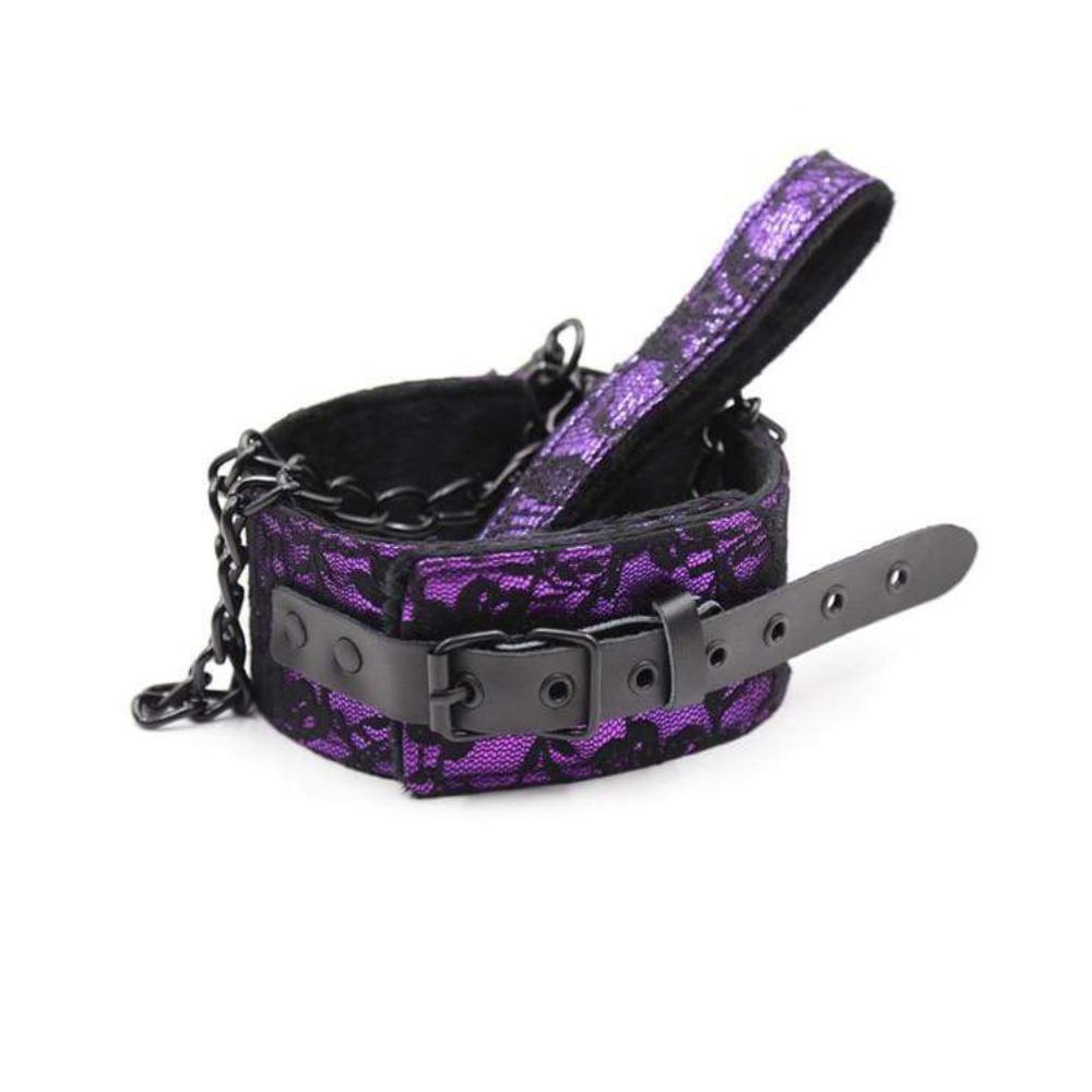 Mistress BDSM Purple Collar With Leash