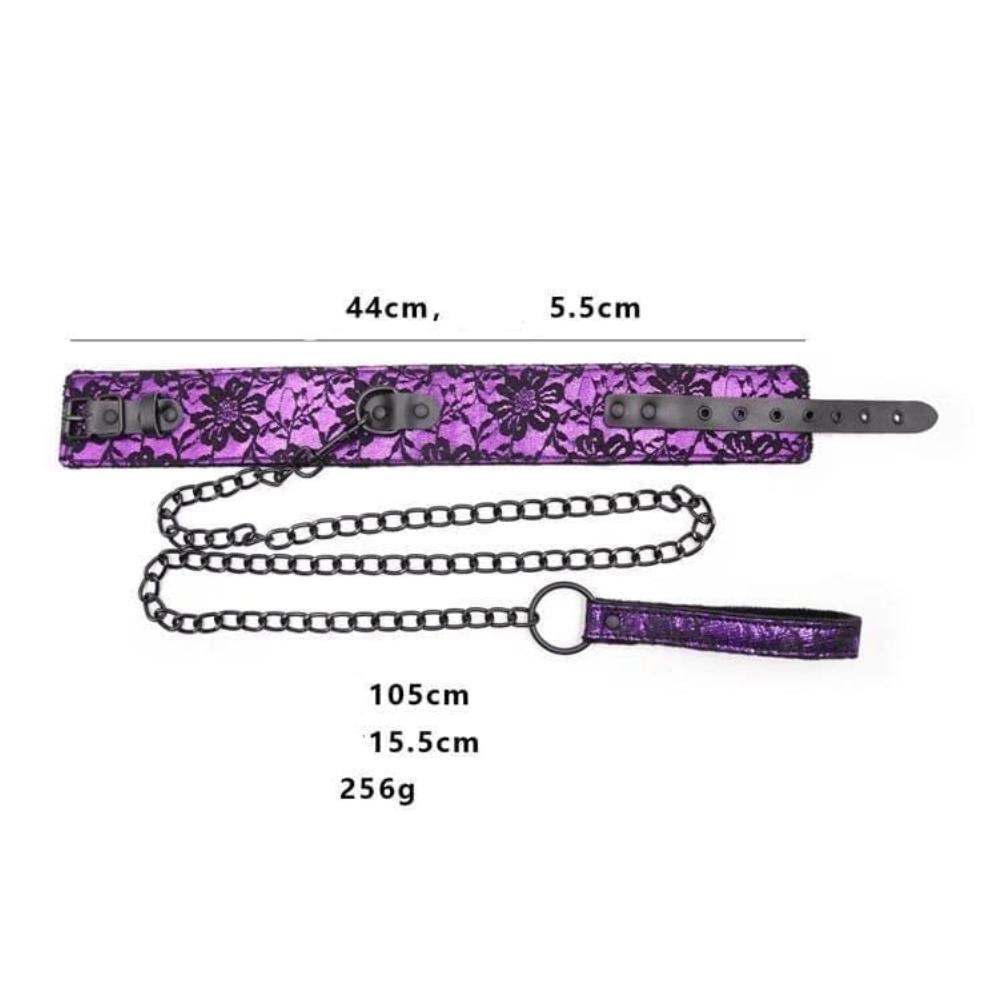 Mistress BDSM Purple Collar With Leash